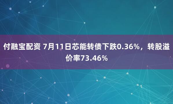 付融宝配资 7月11日芯能转债下跌0.36%，转股溢价率73.46%