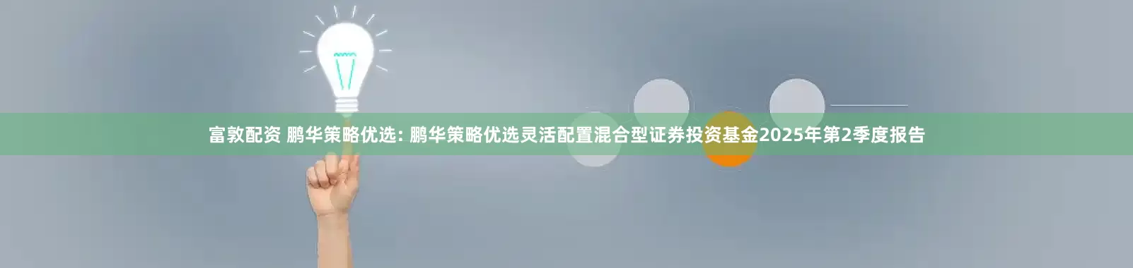 富敦配资 鹏华策略优选: 鹏华策略优选灵活配置混合型证券投资基金2025年第2季度报告